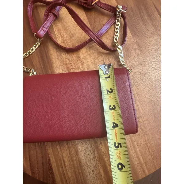 Stella & Max Red Leather Crossbody, Clutch, Wallet Purse Removable Strap - Image 12