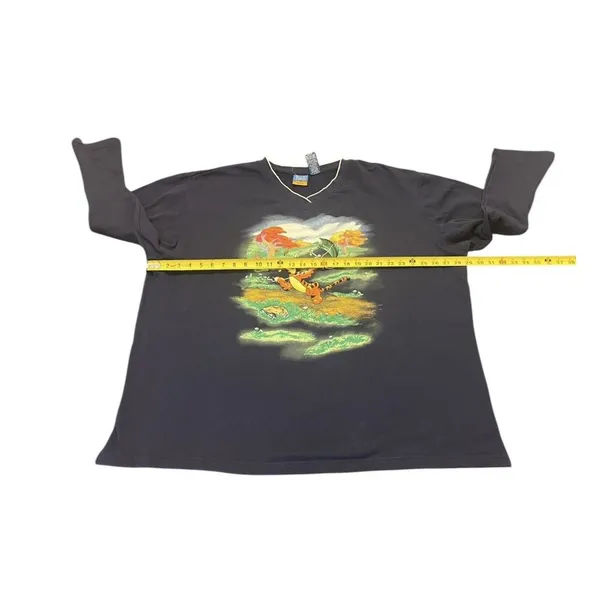 Pooh‎ Woman Tigger Flies A Kite Sweatshirt Graphic V-neck Size 26W/28W Blue Vtg - Image 3
