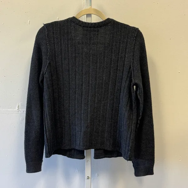 Y2K‎ Tahari Merino Wool Blend Ribbed Cardigan Sweater Gray Toggle Closure Medium - Image 2