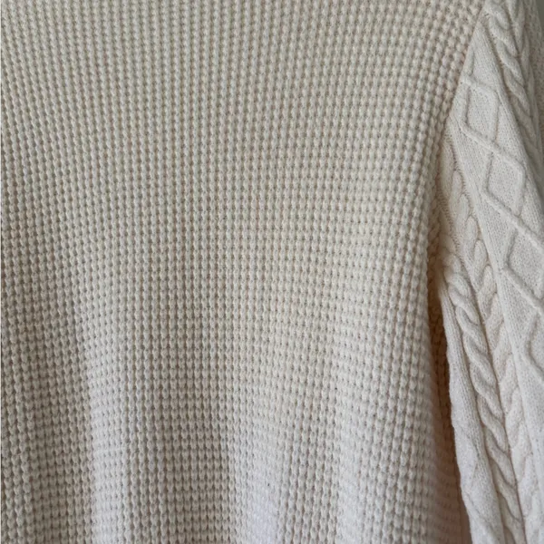 Cyrus Cream Cable Knit Sweater Ivory Size M Academy Preppy - Image 10