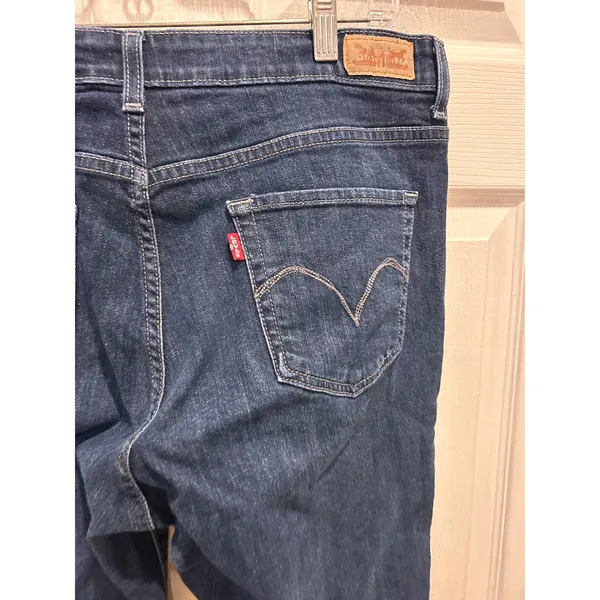 Levis Mid Rise Skinny Jeans Womens 16 Short Dark Wash Blue Denim Stretch - Image 5