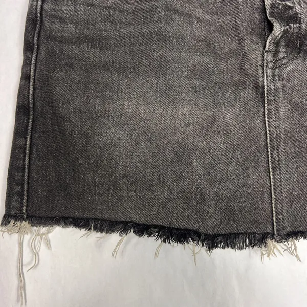 Free People We The Free Womens Mini Skirt Size 28 Black Denim Raw Hem Button Fly - Image 6