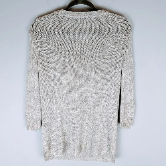 J. Crew Womens 3/4 Sleeve Knit Tunic Sweater Size XS Cream‎ Minimalist Neutral - Image 3