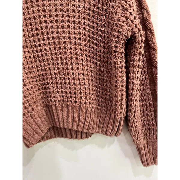Altar'd State Chenille Open Knit Sweater‎ Brown Cozy Boho Size M NWT - Image 6