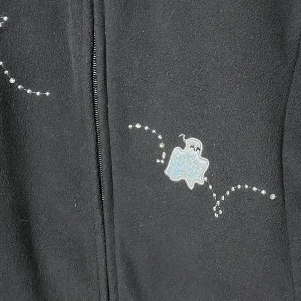 Holiday Editions Womens Black‎ Fleece Ghost Trick or Treat Vest Size S - Image 3