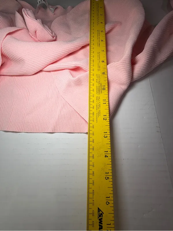Astr Pink Cropped Twist-Front Ribbed Long Bolero Top - Image 4