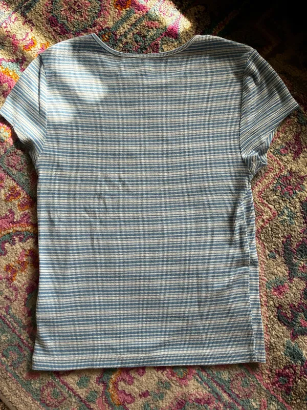 Blue Striped American Eagle Baby Tee - Image 11