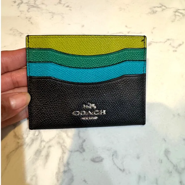 Coach wave card case pebbled leather vibrant colors minimalist sleek bold - Image 2