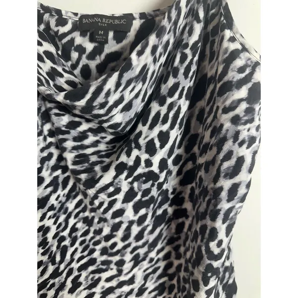 Banana Republic 100% Silk Leopard Print Cowl Neck Camisole Tank Top Black M‎ - Image 3