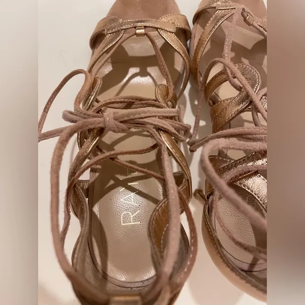 RAYE Revolve Bella Elegant Strappy Gold Rose Leather‎ Heels Size 6.5 - Image 8