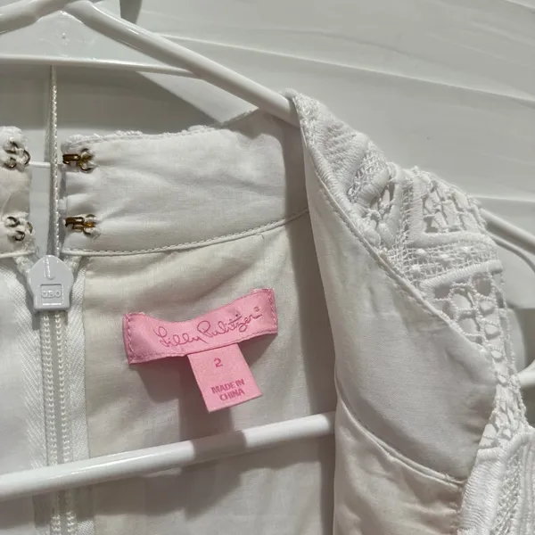 Lilly Pulitzer Alexa Lace Seashell Beach Bridal Shift Dress Sz 2 White Buttons - Image 5