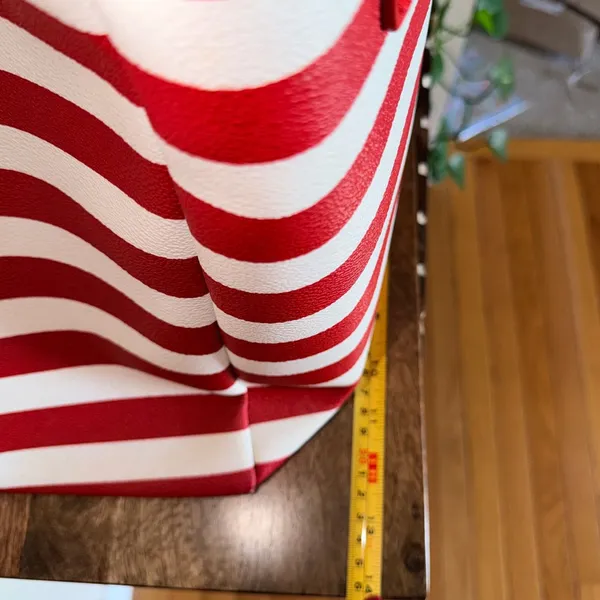 Kate Spade Kenneth Modern Tote Women XL‎ Red White Striped Nautical Shoulder Bag - Image 9