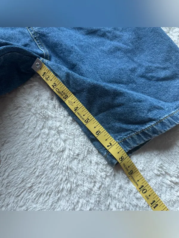 VTG 90s Y2K Union Bay Denim Overall Shorts Shortalls S Blue Jean Americana USA - Image 11
