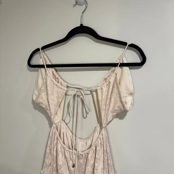 Indikah Womens Sexy Cream Lace Cut Out Tiered Midi Dress Flowy Size XS/Small - Image 7