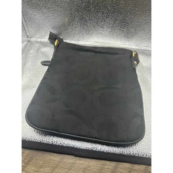 Coach Black Signature Jacquard Small Crossbody Bag Messenger‎ Front Zip Pocket - Image 6