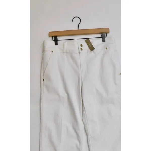NWT!! J. CREW Slim Wide Jeans Stacked Buttons Solid White Size 30 Petite 30P - Image 3