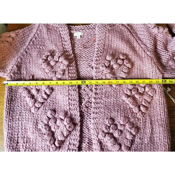 debut Dusty Rose Chunky Knit Pom-Pom Cardigan - Image 6