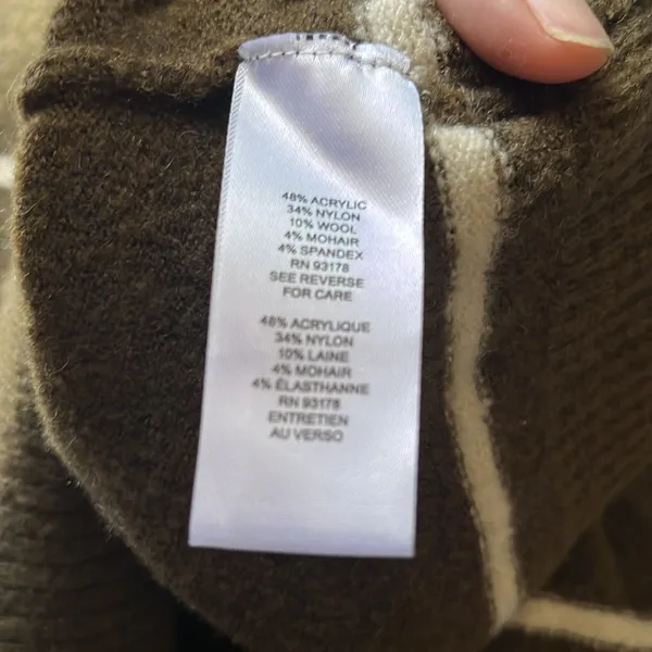 TAHARI‎ Olive Striped V-Neck Sweater - Image 6