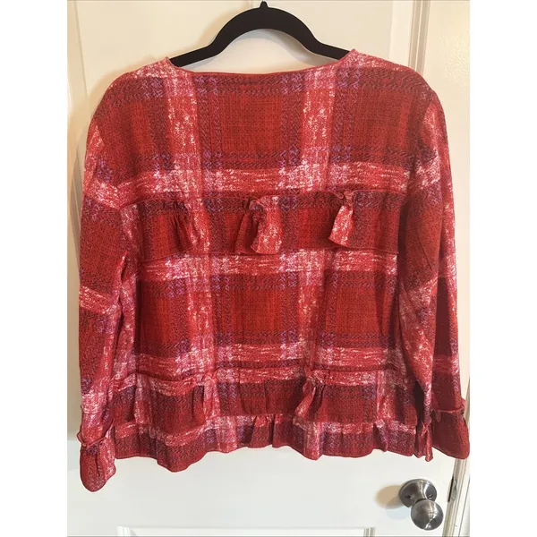 Go Fish Clothing & Jewelry Co. Red & Pink Plaid Jacket‎ Large NWT Coastal - Image 5