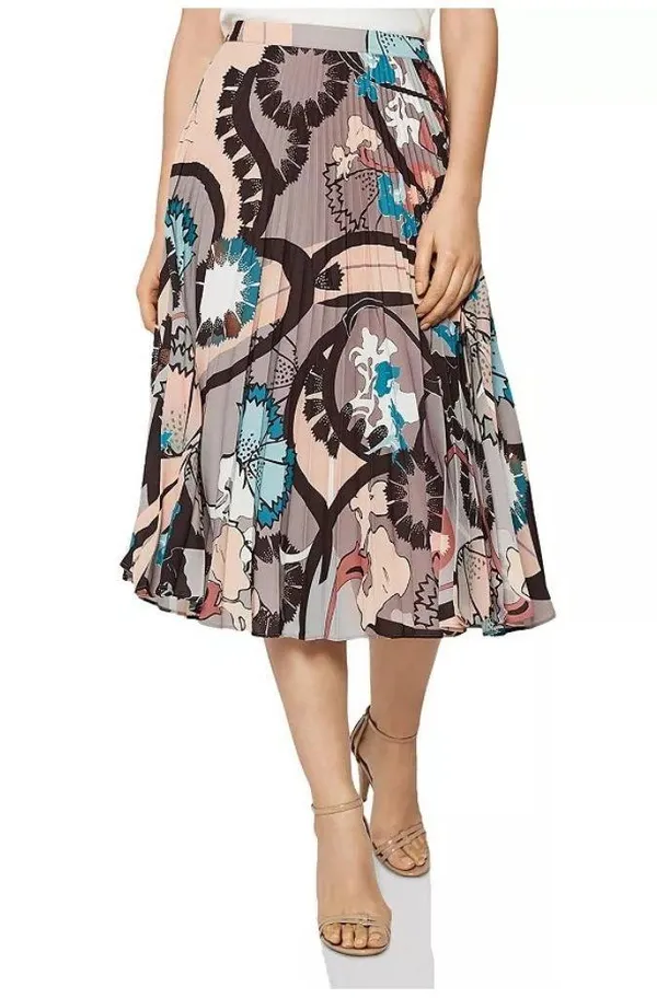 REISS Lolita Montage Accordion Pleated Skirt Women's Size 8 Abstract Print Artsy - Image 11