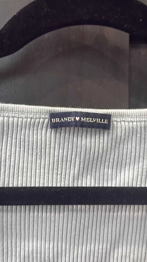 Brandy Melville long sleeve button up shirt light blue - Image 5