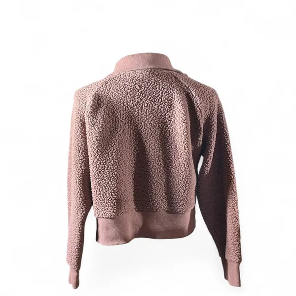 PINK Victoria's Secret Sherpa Quarter Zip Pullover Sweatshirt Women's Mauve‎ - Image 2