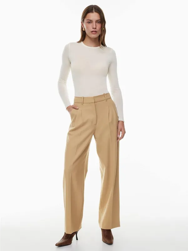 Aritzia Wilfred The Effortless Pant Size 4 Gold Camel Beige Wide Leg - Image 2
