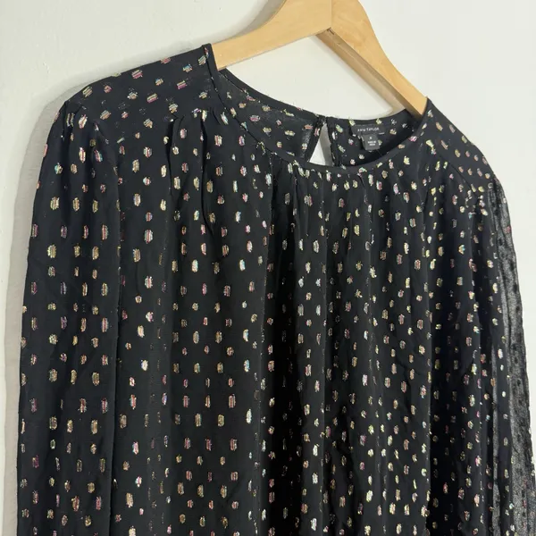 NWT‎ Ann Taylor Metallic Clip Shirred Top Black Medium Minimalist Career Office - Image 7