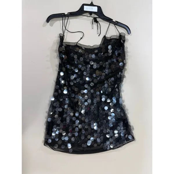 16Arlington Black Sequin Mini Dress with Spaghetti Straps Size 8 - Image 3