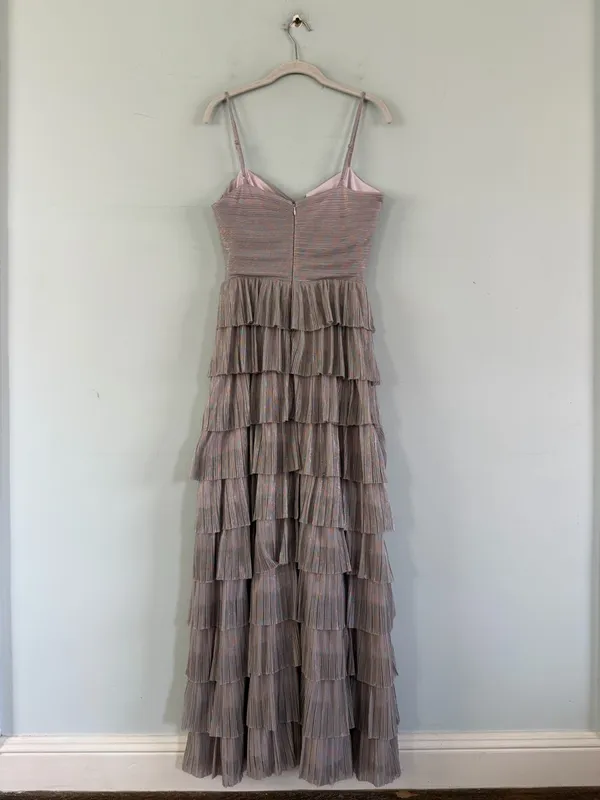 NWT Gianni Bini Grace Plisse Rainbow Metallic Sweetheart Cut Out Tiered‎ Dress - Image 4