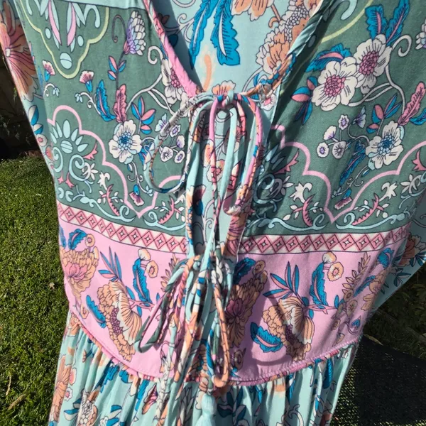 R.Vivimos Long Sleeve Floral Boho Dress Sz. L - Image 7