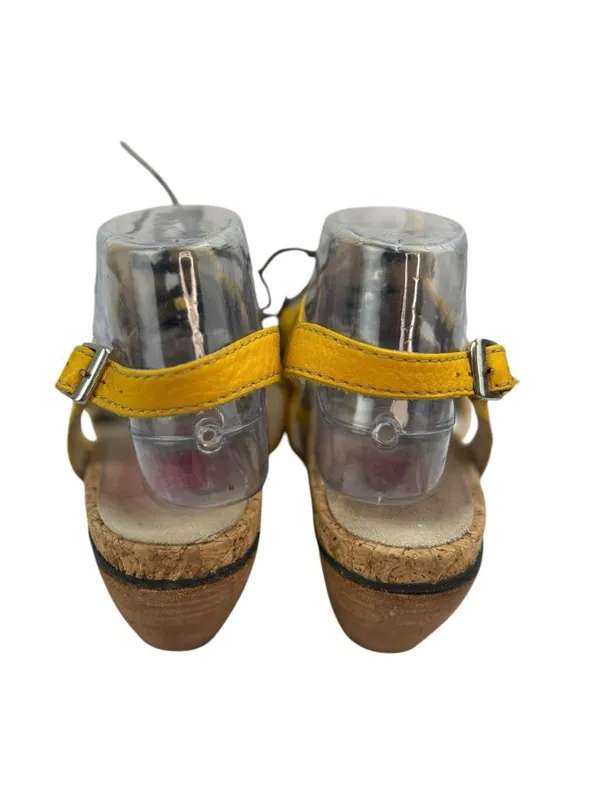 -Wolky Fancy Me Lion Comfort Sandals Womens 42 Yellow Leather Lace Open Toe Heel - Image 5