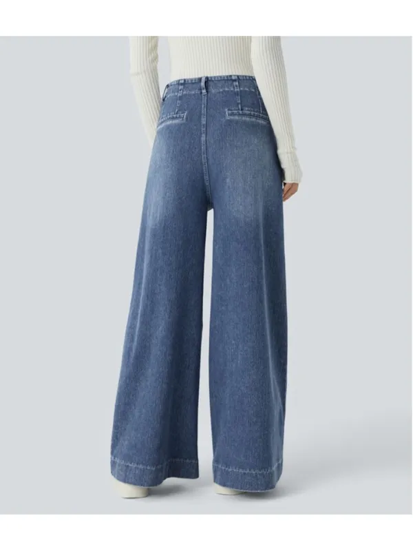 Halara Flex™ High Waisted Pockets Washed Casual Wide Leg Jeans Size Large Tall - Image 4