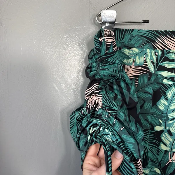 Cacique Swim Skirt Plus Size 24 Green Tropical Leaf Ruched Tankini Bottom Summer - Image 4