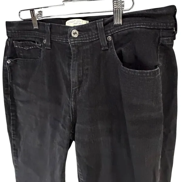 Levis 505 Straight Leg Jeans Womens 10 Long Black‎ Mid Stretch Classic Timeless - Image 2