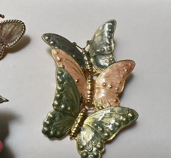 Lot Of 3 Pretty Butterfly Insect Brooch Pins - Image 2
