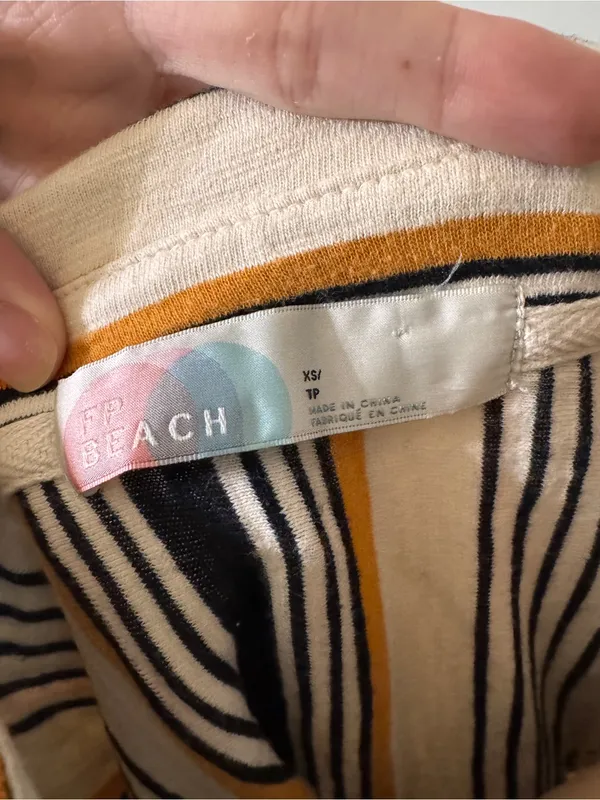 Free People Beach Breaker Tunic Stripe Ivory Black XS - Image 6