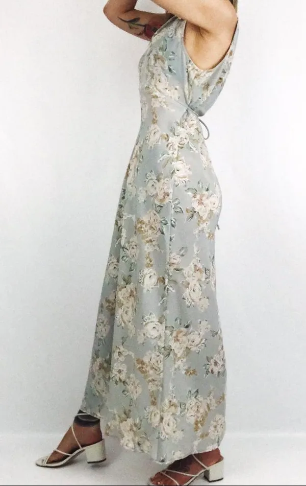 Vintage 90’s Sleeveless Botanical Maxi Dress | Size M - Image 9