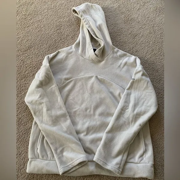 Nike Fleece Hoodie Sweatshirt Pullover Fuzzy Super Soft Beige Cream Size M - Image 2