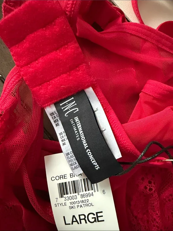 INC Red Sheer Lace Underwire Bra NWT Large - Image 7