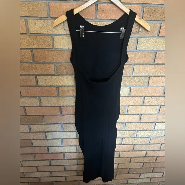 Enza Costa Black Ribbed Bodycon Stretch Maxi Dress Sample Size Small - Image 2