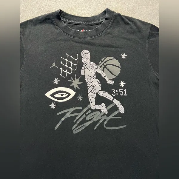 Nike Air Jordan Flight GFX GF Tee Women’s XS Black Loose Fit T-Shirt - Image 2
