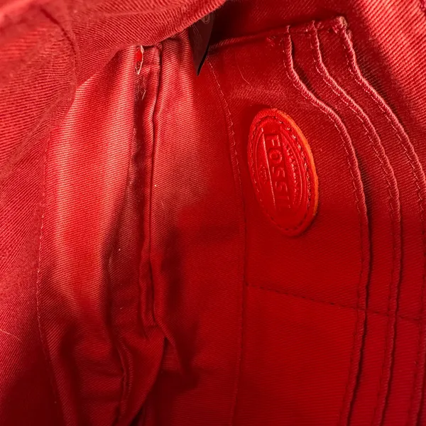 Fossil Erin Crossbody Bag‎ Womens Small Red Pebbled Leather Key Charm Pockets - Image 6