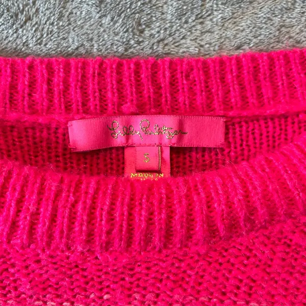 Lilly Pulitzer Olinia Sweater Pink Grenadine Marbled Ombre Wool Blend Size Small - Image 3
