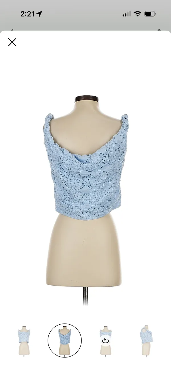 Peppermayo Diamond Sky Blue off the shoulder crop top - Image 4