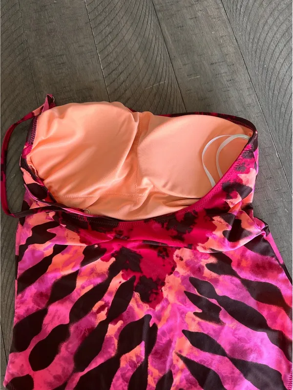Aerie One Shoulder One Piece Swimsuit in Neon Peach & Pink Women’s Small - Image 7