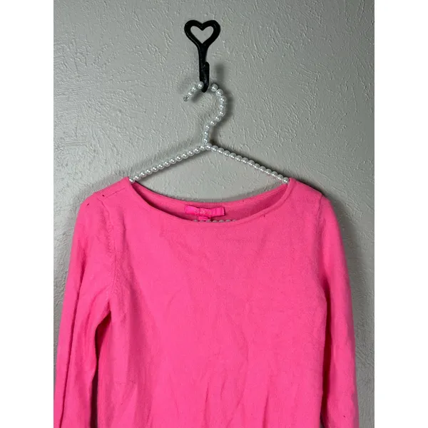 Lilly Pulitzer Cashmere Sweater Size Small Bright Pink Preppy Colorful TINY FLAW - Image 4