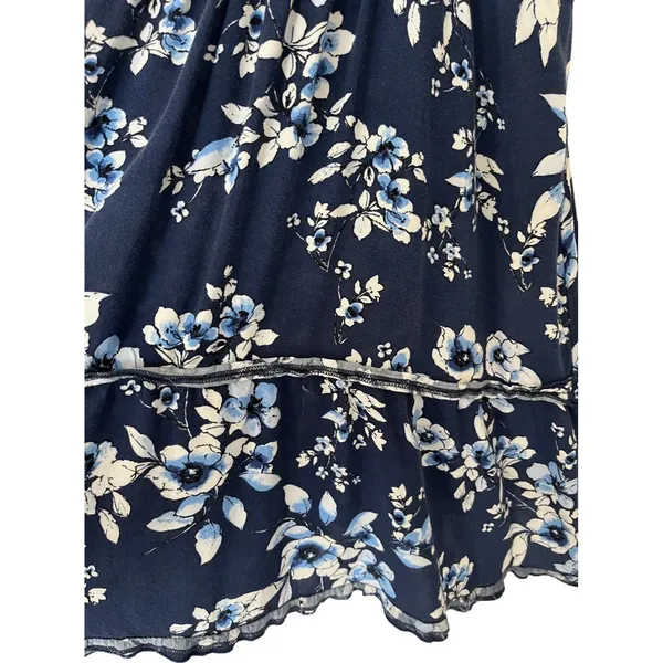 Band Of Gypsies Tiered Ruffle Mini Dress Blue Floral Large - Image 6