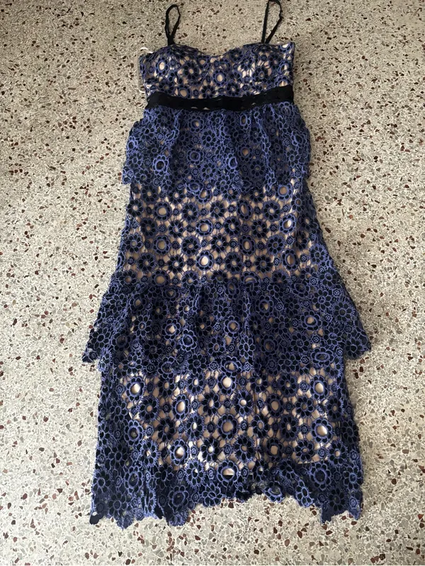 Just Me floral crochet lace tiered dress medium - Image 3