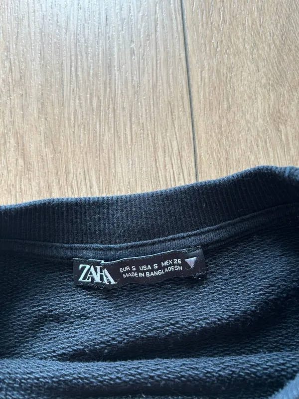 Zara Black Cropped Crewneck Sweater - Image 2